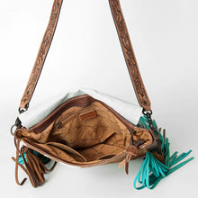 Load image into Gallery viewer, Brown and Turquoise Messenger Crossbody ADBG830
