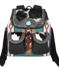 Load image into Gallery viewer, Montana West Hair-On Cowhide Collection Aztec Tapestry Backpack
