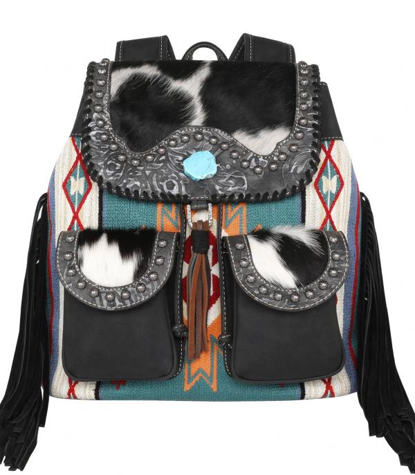 Montana West Hair-On Cowhide Collection Aztec Tapestry Backpack