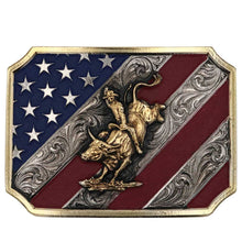 Load image into Gallery viewer, Patriot Bull Rider Attitude Belt Buckle
