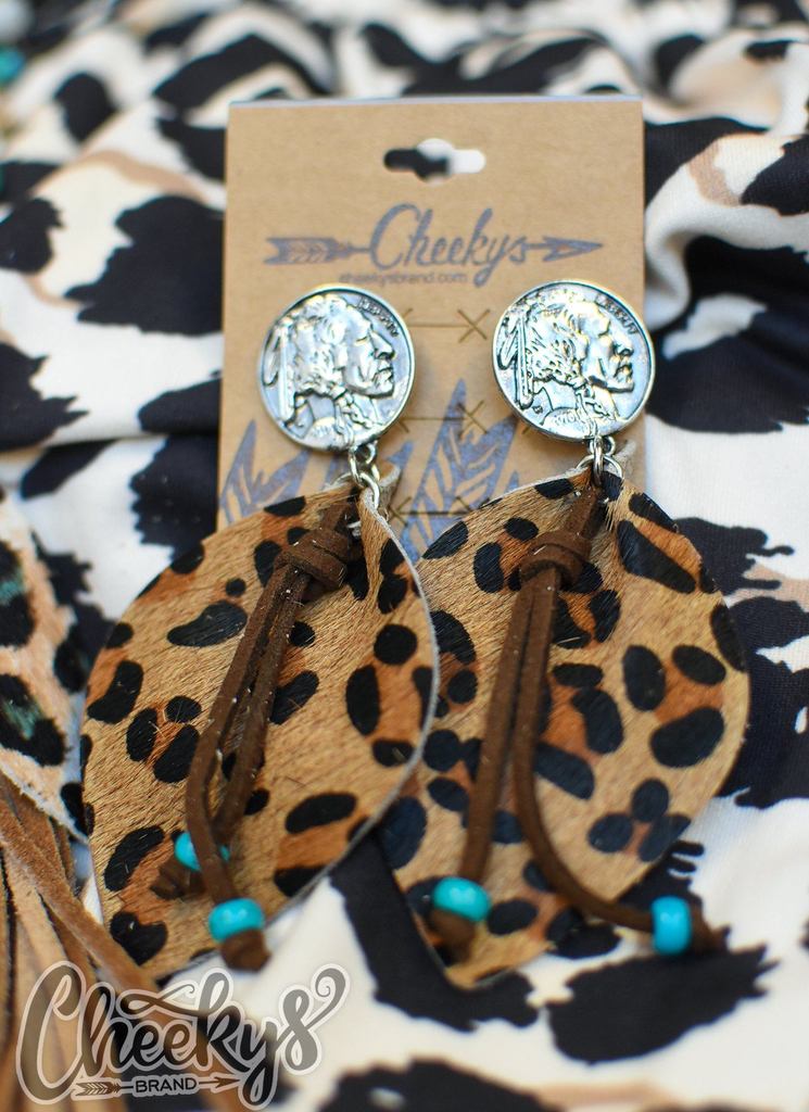Leopard Warrior Leather Earrings