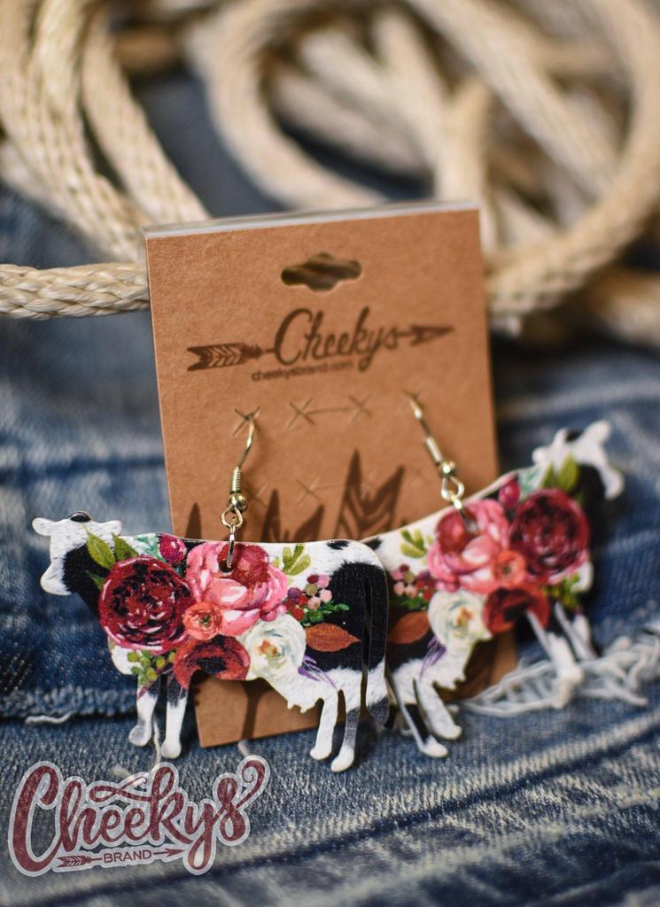 The Bessy Floral Cow Earrings
