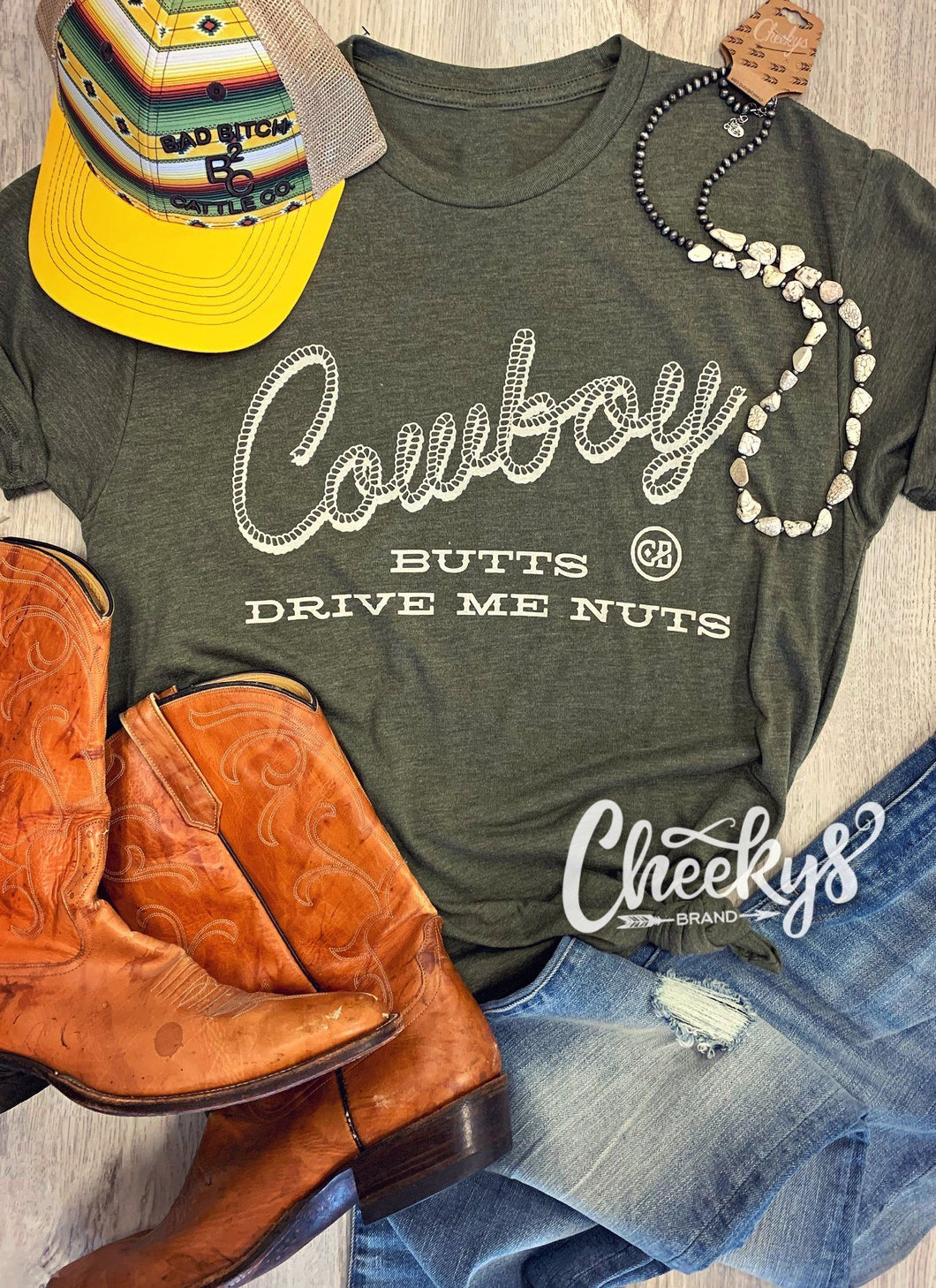Cowboy Butts Drive Me Nuts on Unisex Military Green