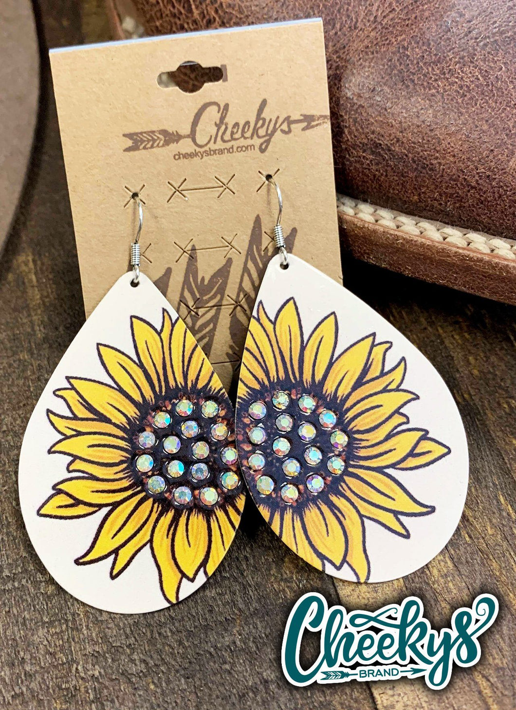 Ophelia Metal Sunflower Earrings in Bone