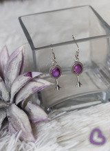 Load image into Gallery viewer, The Callahan Squash Blossom Earrings in Eggplant
